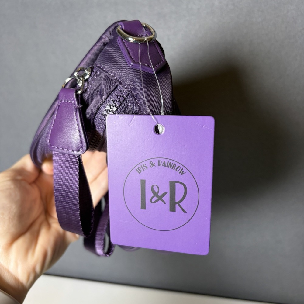 Iris & Rainbow Mini Best Version Crossbody Bag Plum Purple Adjustable Strap NWT - Picture 10 of 11